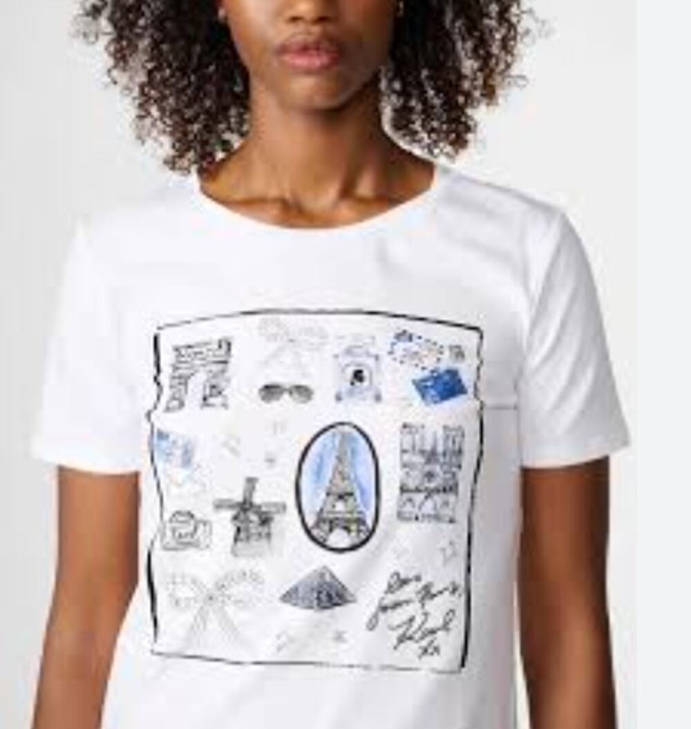 Karl Lagerfeld Paris NWT White Top Large Eiffel Tower